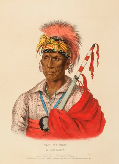 TEH-RO-HON, IOWAŃSKI WOJOWNIK, z Historii plemion indiańskich Ameryki Północnej autorstwa Charles Bird King