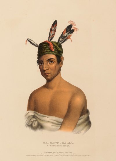 WA-KAWN-HA-KA, WÓDZ WINNEBAGO, z Historii plemion indiańskich Ameryki Północnej autorstwa Charles Bird King