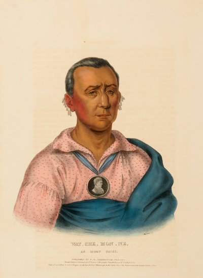 WAT-CHE-MON-NE, WÓDZ IOWAY, z Historii plemion indiańskich Ameryki Północnej autorstwa Charles Bird King