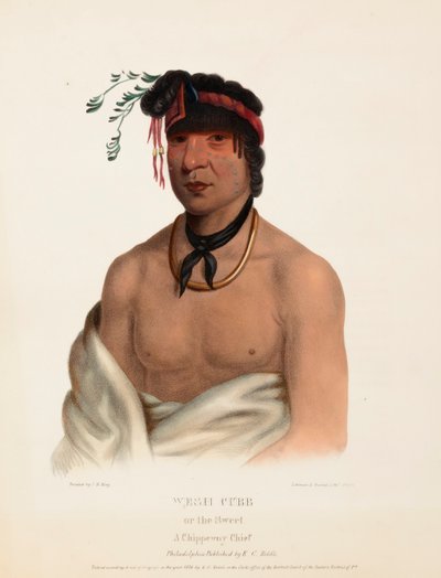 WESH-CUBB. A CHIPPEWAY CHIEF., Z historii plemion indiańskich Ameryki Północnej autorstwa Charles Bird King