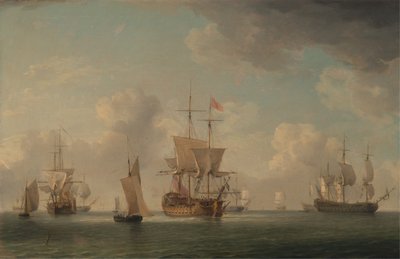Angielskie statki pod żaglami przy bardzo lekkiej bryzie autorstwa Charles Brooking