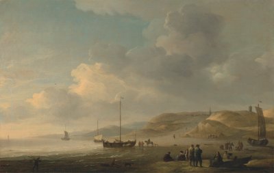 Wybrzeże w pobliżu Scheveningen z połowów Pinks na brzegu autorstwa Charles Brooking
