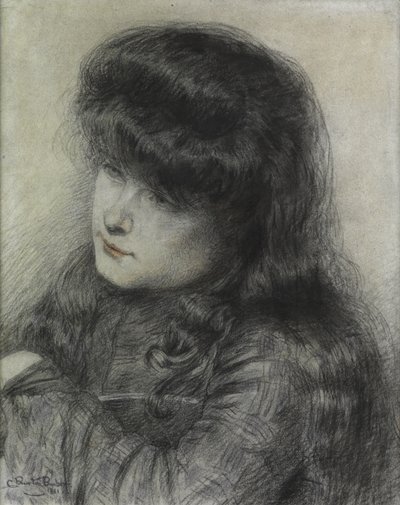 Dziewczyna pochylająca się nad krzesłem, 1881 autorstwa Charles Burton Barber