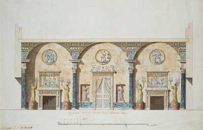 Projekt sali głównej w Pawilonie Agatowym w Carskim Siole, początek lat 80. XVIII wieku autorstwa Charles Cameron