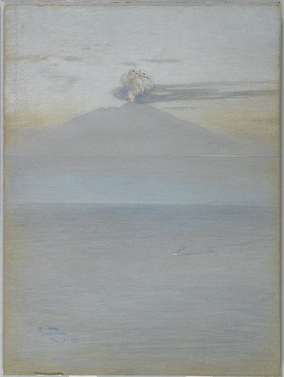 Widok Wezuwiusza: Efekt 11.25, 21 grudnia 1913 (pastel na szaroniebieskim papierze tkanym) autorstwa Charles Caryl Coleman
