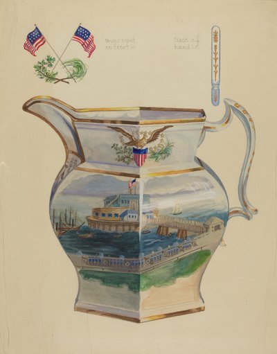 Szkliwiony dzbanek z porcelany autorstwa Charles Caseau