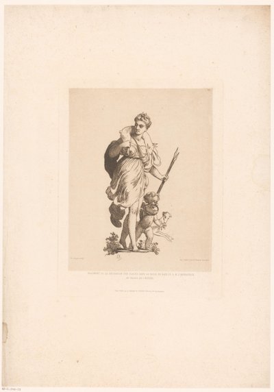 Diana na de jacht Fragment dekoracji na lustrach w łazience cesarzowej H.M. w Pałacu Elizejskim (tytuł na obiekcie) Nowoczesne akwaforty: oryginalne i niepublikowane (tytuł serii) autorstwa Charles Chaplin