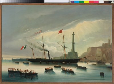Przybycie do Genui parowca Cagliari autorstwa Charles Cheri Dubreuil
