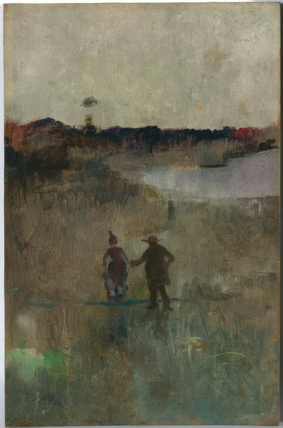 (Krajobraz z dwiema małymi postaciami, Richmond, NSW) autorstwa Charles Edward Conder