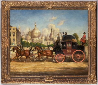 Wagon pocztowy relacji Londyn-Brighton przed Royal Pavilion, Brighton autorstwa Charles Cooper Henderson