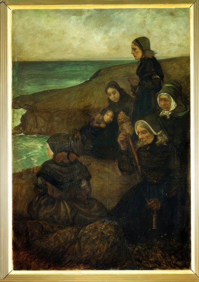 Au Pays de la Mer – Kraj morza – tryptyk, prawy panel: Ci, którzy pozostają autorstwa Charles Cottet