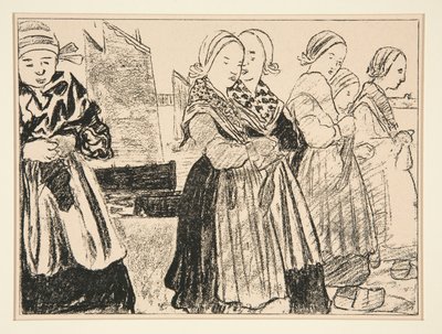 Breton Girls, czyli Breton Girls on the Quay, w #36 La Revue Blanche, październik 1894 autorstwa Charles Cottet