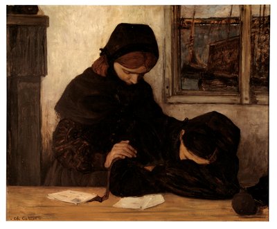 Luto em Ouessant (óleo sobre tela) polonês autorstwa Charles Cottet