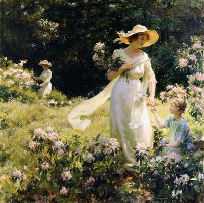 Wśród kwiatów laurowych autorstwa Charles Courtney Curran