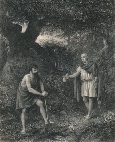 Timon i Flawiusz Timon z Aten, c1870 autorstwa Charles Cousen