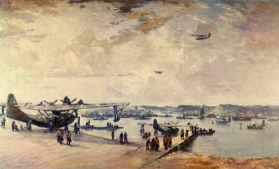 „Stacja serwisowa – hydroplany”, II wojna światowa, 1944 r. autorstwa Charles Cundall