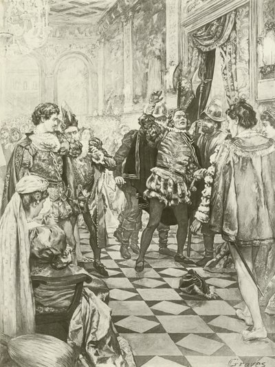 Rigoletto, akt I scena i (wklęsłodruk) autorstwa Charles D. Graves