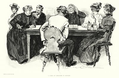 Gra w warcaby w Monachium (litografia) autorstwa Charles Dana Gibson