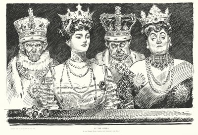 W operze, jeśli kobiety noszą korony, dlaczego mężczyźni nie powinni (litografia) autorstwa Charles Dana Gibson