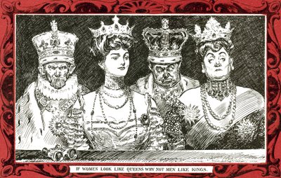Jeśli kobiety wyglądają jak królowe, dlaczego nie mężczyźni lubią królów (kolor lito) autorstwa Charles Dana Gibson