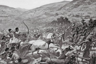 Sety I w Syrii, XIX dynastia (litografia) autorstwa Charles Daniel Ward
