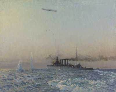 Walka HMAS Sydney z Zeppelinem na Morzu Północnym, 1918 autorstwa Charles David Jones Bryant