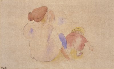 (Kobieta z dzieckiem w czerwonym kombinezonie) autorstwa Charles Demuth