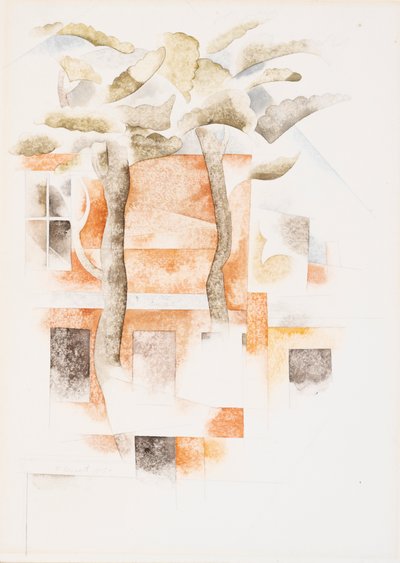 Domy widziane przez drzewa, 1918 (wc) autorstwa Charles Demuth