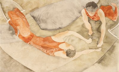 Dwóch wykonawców na trapezie w kolorze czerwonym autorstwa Charles Demuth