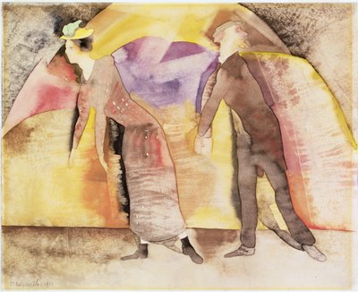 Wodewil - Kobieta i mężczyzna na scenie, 1917 (wc na papierze) autorstwa Charles Demuth