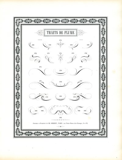 Kaligraficzne pióra - Traits de Plume (druk) autorstwa Charles Derriey