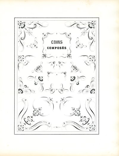 Złożone ornamenty narożne do obramowania (druk) autorstwa Charles Derriey