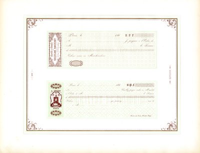 Przykładowe szablony eleganckich weksli na zielonym tle (do druku) autorstwa Charles Derriey