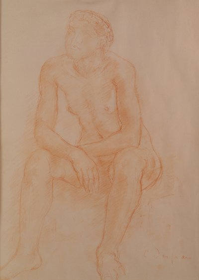 Siedzący akt (czerwona kreda na papierze) autorstwa Charles Despiau