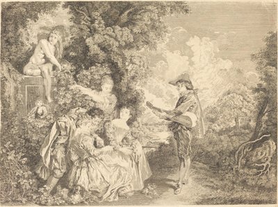 lekcja miłości autorstwa Charles Dupuis after Antoine Watteau