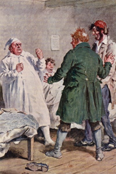Ilustracja do The Pickwick Papers Charlesa Dickensa (kolorowa litografia) autorstwa Charles Edmund (after) Brock