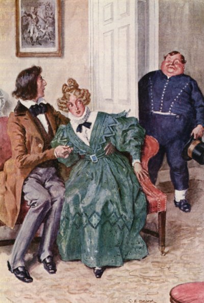Ilustracja do The Pickwick Papers Charlesa Dickensa (kolorowa litografia) autorstwa Charles Edmund (after) Brock