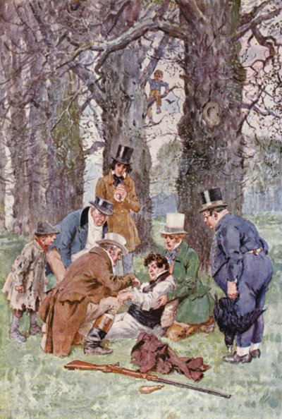 Ilustracja do The Pickwick Papers Charlesa Dickensa (kolorowa litografia) autorstwa Charles Edmund (after) Brock