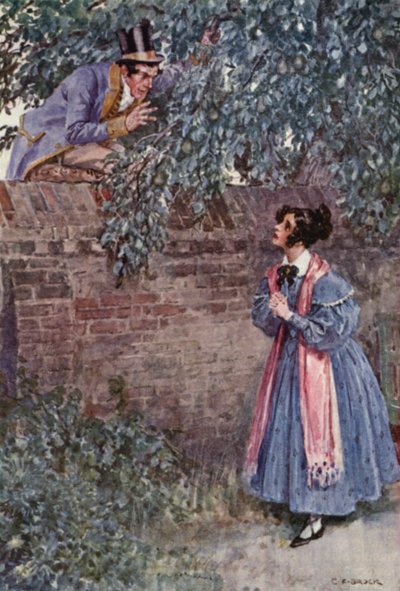 Ilustracja do The Pickwick Papers Charlesa Dickensa (kolorowa litografia) autorstwa Charles Edmund (after) Brock
