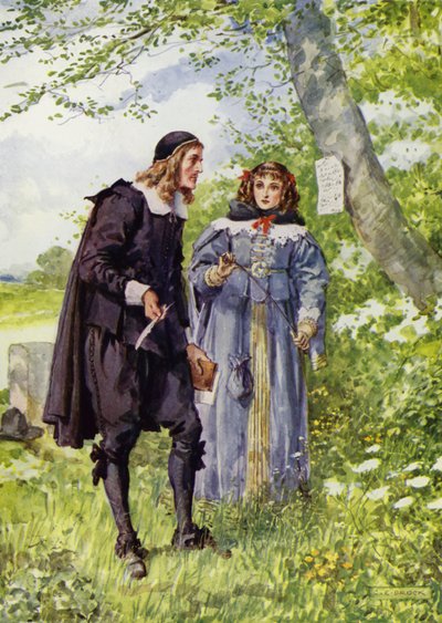 George Herbert, W drodze do Bemerton (kolor lito) autorstwa Charles Edmund Brock