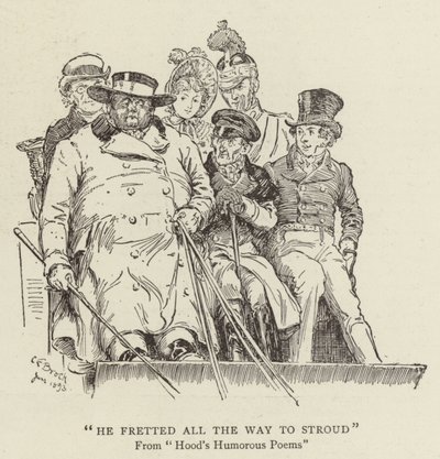 Niepokoił się przez całą drogę do Stroud, humorystyczne wiersze Hooda autorstwa Charles Edmund Brock