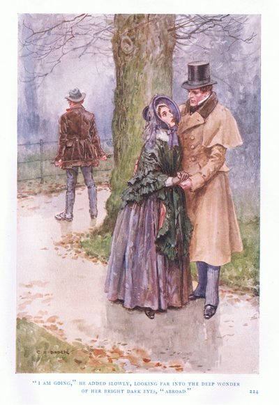 Odchodzę, powiedział powoli, wpatrując się głęboko w głęboki cud jej jasnych, ciemnych oczu, poza granice. autorstwa Charles Edmund Brock