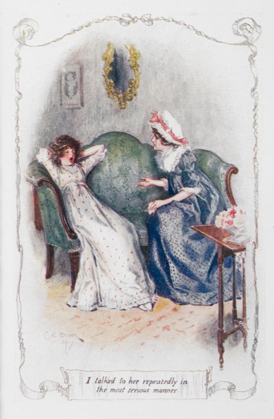 Wielokrotnie rozmawiałem z nią w najpoważniejszy sposób, ilustracja z „Duma i uprzedzenie” Jane Austen (kolor lito) autorstwa Charles Edmund Brock