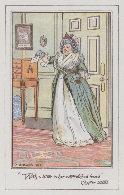 Ilustracja do Rozważnej i romantycznej Jane Austen (litografia kolorowa) autorstwa Charles Edmund Brock