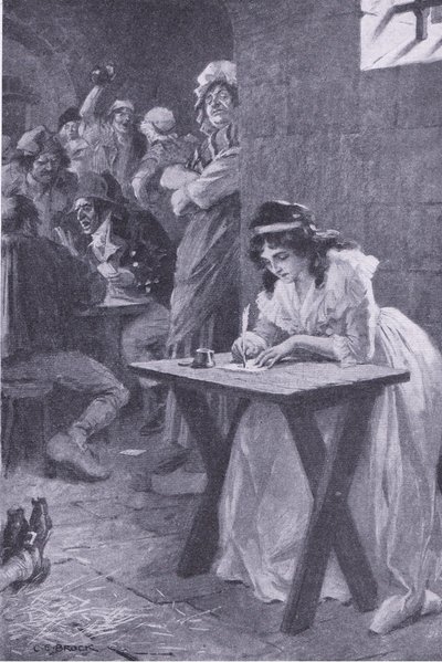Madame Roland pisze do córki, z My Magazine, pub.1922 (lito) autorstwa Charles Edmund Brock