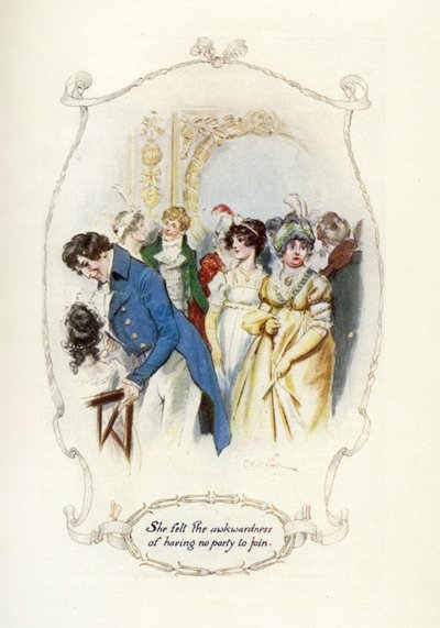 Poczuła niezręczność, że nie ma żadnej partii, do której mogłaby się przyłączyć, 1907 (ilustracja) autorstwa Charles Edmund Brock
