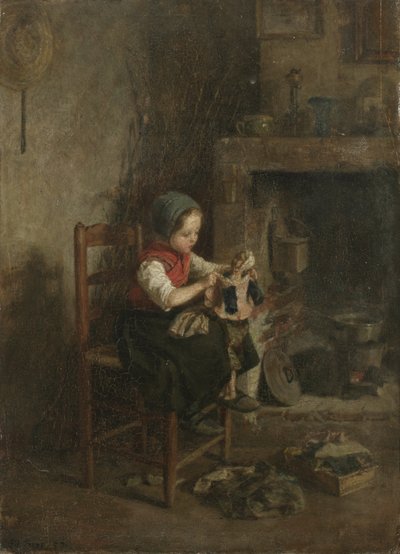Ubieranie lalki, 1857 autorstwa Charles Edouard Frere