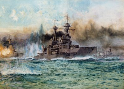 H.M.S. Vanguard w bitwie jutlandzkiej, 1924 r. autorstwa Charles Edward Dixon