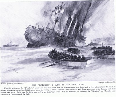 Drezno zostaje zatopiony przez własną załogę Marzec 1915 autorstwa Charles Edward Dixon