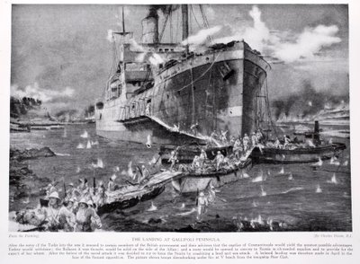 Lądowanie na półwyspie Gallipoli, ilustracja z „Hutchinson
